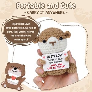 Lontre all'uncinetto fatta a mano ed ecologica - Regalo romantico per San Valentino, matrimoni e compleanni per donne e coppie - Product Image 4