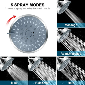 Cabezal de <span class=keywords><strong>ducha</strong></span> de lluvia de alta presión, montaje en techo, lluvia fija, <span class=keywords><strong>ducha</strong></span> de lujo de 5 ajustes con boquillas de chorro de autolimpieza antiobstrucción - Product Image 2