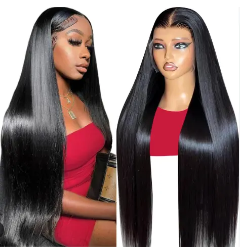 SHIP NOW 13x4 Full Frontal Lace Wigs Natural Color Silky Straight Classic With Free Present Raw Brazilian Human Hair