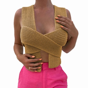 Niedriger Preis Versand bereit Sommer Free Size Gestrickt Ärmel los Rücken los Elegant Sexy Halfter Frauen Top - Product Image 6