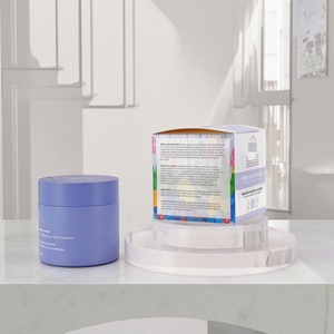 Empty 60g Silk Screening Cosmetic Cream 60ml Matte purple Face Eye Cream Glass Cream Jar with <b>square</b> Paper Box 2oz - Product Image 1