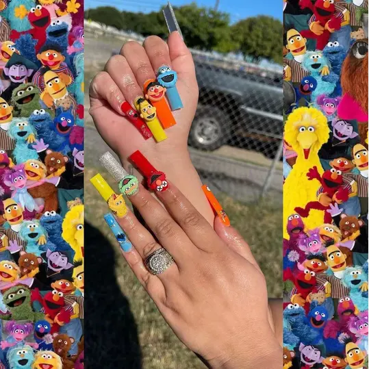 New Smaller Kawaii Cartoon Nail Decoration Cute Sesame Street Character large Kaws Resin 3D Nail Art Charm