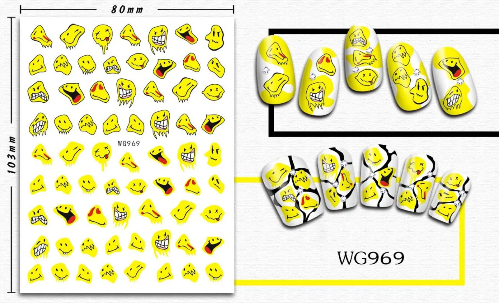 Cute Smile Face Nail Art Stickers Self-adhesive Paper Wrap Nail DIY Decoration Nail Accessories