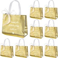 Sac en non-tissé doré avec ruban, sac cadeau, sac à main pour mariage, fête ou événement