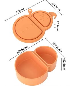 Children Silicone Lunch <b>Box</b> Double Compartment Snack <b>Container</b> Portable Food Grade Bento <b>Box</b> with Lid for School Travel - Product Image 2
