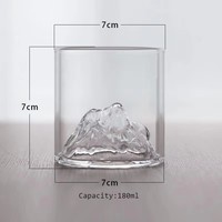Verre Premium 180 ml avec paysage de montagne 3D pour whisky, thé, café – Style minimaliste japonais, transparent, idéal comme cadeau