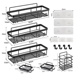 Bathroom/shower storage rack, no-drill <b>wall</b>-<b>mounted</b> storage rack for toilet and toiletries. - Product Image 2