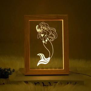 Cadre photo personnalisé en bois gravure laser acrylique lampe à LED 3D pour chambre salon décoration artistique Valenti de Noël - Product Image 1