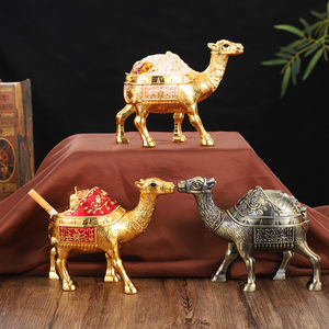 <span class=keywords><strong>Cendrier</strong></span> rond portable de luxe léger moderne en alliage de chameau avec couvercle pour bureau à domicile - Product Image 2