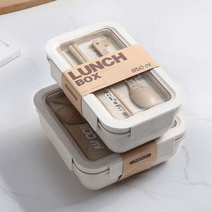 Bento Rice Husk Eco Wheat Straw Fiber <b>Lunch</b> Bag Soup Drinking Cup <b>Lunch</b> <b>Box</b> with Cutlery and Bag - Product Image 2