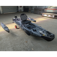 Ensemble combiné de pêche à pédale Kayak avec moteur hors-bord électrique + auvent de protection solaire + flotteur de kayak et canne à pêche gratuite + support de canne * 2