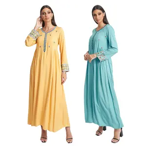 Arab Muslim Women's Clothing Cotton Middle East Women's Maxi Dresses Muslim Fashion Abaya Jalabiya
