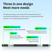 3 in 1 Stylus kalem Tablet dizüstü aktif kapasitif çizim yazma telefon kalem tükenmez kalem ile IP Android için