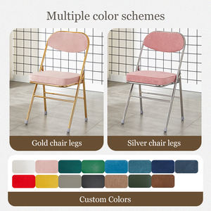 كرسي طعام معدني محمول مع قماش مخملي قابل للطي للفنادق والأثاث التجاري - Product Image 3