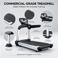Tapis roulant électrique professionnel robuste avec moteur sans balais 3HP, surveillance de la fréquence cardiaque sans fil, équipement de cardio-training pour salle de sport