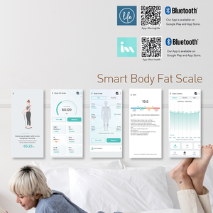 Balança de Gordura Corporal Inteligente Recarregável de 180kg 440lb com Display LCD de 6 Cores Tecnologia <span class=keywords><strong>BIA</strong></span> Aplicativo Bluetooth 18 Métricas Analisador de IMC - Product Image 3