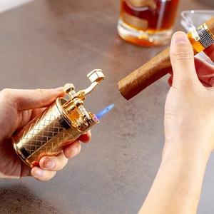 JIFENG JF-112 EUR série luxe cadeau d'affaires grande taille métal plaqué or torche unique Allume-cigare de bureau cylindrique - Product Image 3