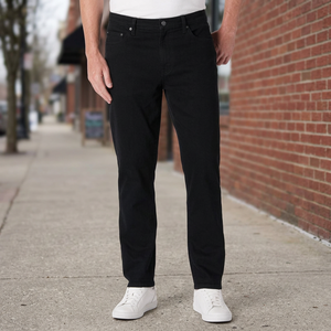 Pantalones Vaqueros Negros de Pierna Recta para Hombre, Corte Slim, Cintura Media, Algodón, Casuales, Lavado Regular, Color Sólido, Estilo Otoñal - Product Image 4