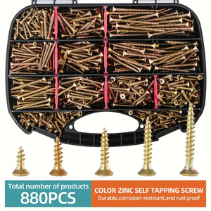 Color Zinc Self Tapping Screw 880Pcs Phillips Head Countersunk Drywall Screws Imperial Inch Grade A Carbon Steel - Product Image 1