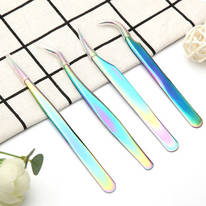 Pince à épiler pour extensions de cils, en acier inoxydable coloré, de précision, pour faux cils - Product Image 4