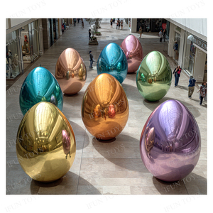 Grand ballon miroir pour les fêtes, œufs de Pâques gonflables, œufs brillants pour la décoration extérieure - Product Image 2