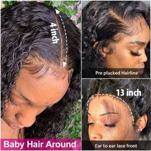 Peluca Frontal Transparente HD Sin Pegamento con Nudos Invisibles <span class=keywords><strong>para</strong></span> Cabello Virgen, Línea de Cabello Pre-cortada y Alineada, Cutícula Alineada, Cabello Virgen - Product Image 4