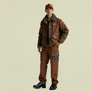 Veste en polyester/coton pour homme, isolée et chaude, bombardier aviateur d'hiver, ensemble de style décontracté à motif de lettres brodées - Product Image 3