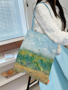 Diseñador de la <span class=keywords><strong>marca</strong></span> <span class=keywords><strong>Van</strong></span> <span class=keywords><strong>Gogh</strong></span> Pintura al óleo Lienzo Bolso de mano Bolso de hombro Retro Algodón Señoras Bolso de compras Moda de moda - Product Image 5