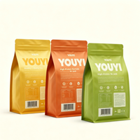 Sac d'emballage alimentaire pour animaux de compagnie, chien et chat, imprimé sur mesure, grande taille, 1 kg, 2,5 kg, 3 kg, sac à fond plat de qualité alimentaire avec fermeture éclair