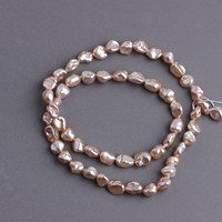 Perles Keshi de culture d'eau douce de qualité AAA, fils de perles irrégulières 5-6 x 7-9 mm, tons rose/peach colorés, perles lâches pour DIY XM