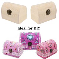Porte-clés inachevé coffre au trésor en bois boîtes bois bricolage artisanat boîtes de rangement avec charnière pour cadeaux personnalisé