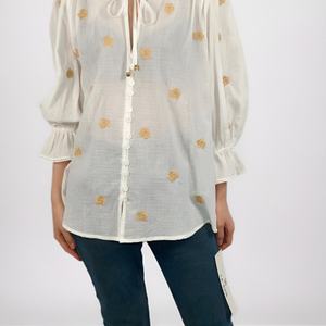 Camisa de Algodón de Manga Corta con Bordado Casual a la Moda - Product Image 3