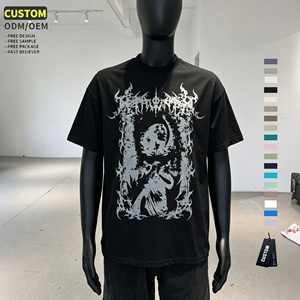Factory Oversized t Shirt Custom Print 100% Cotton T Shirts Personalized Boxy Fit Cropped Men's T-Shirts Street Style Clothing - Product Image 2