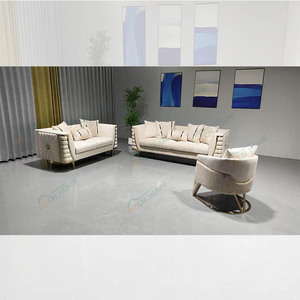 PZCN HOME Divano di Lusso in Stile Spagnolo, Arredamento per Soggiorno, Set 1+2+3 Posti con Decorazioni Dorate - Product Image 6