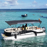 Bateau ponton touristique en aluminium soudé de 9 m (30 pieds) pour 18-20 personnes, moteur hors-bord, pêche, sports nautiques, tourisme, loisirs