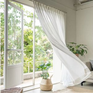 Rideau de fenêtre blanc transparent, fabrication usine, toucher super doux, <span class=keywords><strong>tissu</strong></span> anti-plis et anti-rayures - Product Image 6