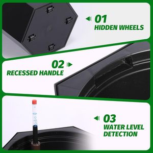 Brice – Jardinières hexagonales modernes <span class=keywords><strong>de</strong></span> 16 pouces <span class=keywords><strong>de</strong></span> hauteur, auto-arrosantes, avec indicateur <span class=keywords><strong>de</strong></span> niveau d'eau, trou <span class=keywords><strong>de</strong></span> drainage et <span class=keywords><strong>roulettes</strong></span> au fond, pour extérieur/intérieur - Product Image 5