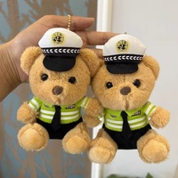 Porte-clés en peluche personnalisé brodé pour agent de police, en matière ultra douce, jouet anti-stress, design uniforme de police