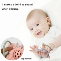 Anneau de dentition souple en silicone de qualité alimentaire, forme papillon, pour stimulation sensorielle, anti-chute, non toxique, durable et réutilisable pour bébé