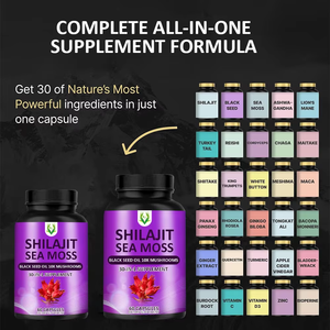Hot Selling Pure Shilajit Capsules With Black Seed Oil Sea Moss Dietary <b>Supplement</b> Promote Energy and Increase Focus Ability - Product Image 4