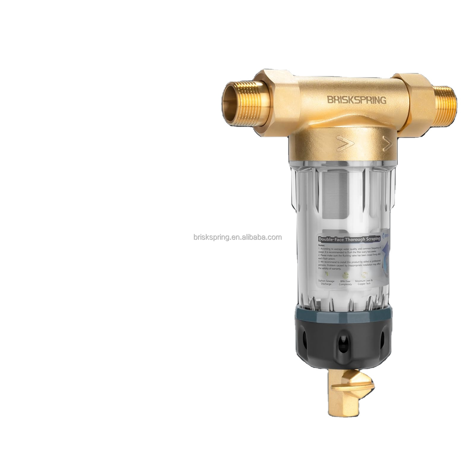 Domestic Water Inlet Filter Heavy-duty Pre Filtration System Corrosion Resistant 3/4 Inch Brass Filter Pre Treatment