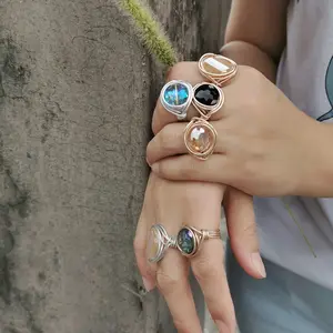 Various design bohemian statement finger rings handmade big beads fashion rings wedding party gift wholesale jewelry accessories