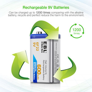 Batteries Li-ion rechargeables EBL de haute qualité 600 mAh 9 V USB Type C pour multimètre - Product Image 4