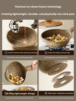 Wok multifonctionnel de petite taille, surface en granit titane antiadhésive, capacité de 2,5 L, couvercle en verre teinté ambre pour cuisinière à induction, électrique, halogène