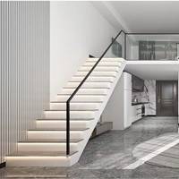 Barres lumineuses LED intelligentes à détection humaine, 16 marches, avec télécommande, capteur de mouvement, éclairage d'escalier, DC12V 24V, 9 modes réglables, applique murale