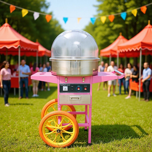 Machine à Barbe à Papa Professionnelle sur Chariot en Acier Inoxydable, Alimentée par Batterie et <span class=keywords><strong>Gaz</strong></span>, Portable pour Événements Extérieurs - Product Image 6