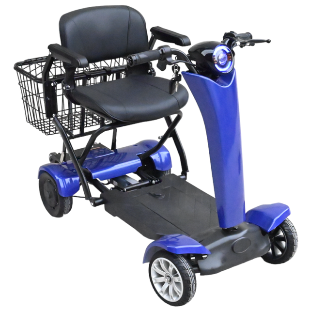 Folds up Mobility Quadricycle 4 Wheels Electric Scooter Very Compact Automatic Folding Scooter for Travel