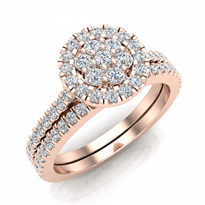 Excellent 1.00TCW Real Natural Round Diamond Women's Wedding <b>Ring</b>-<b>Set</b> in 14K Rose Gold - Product Image 2