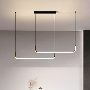 Kitchen Island Lighting Fixture Modern Minimalist <b>Dining</b> Room Drop Acrylic Ceiling Lamps Linear LED Chandelier Pendant <b>Light</b> - Product Image 1