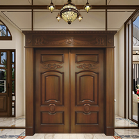 Porte d'entrée principale de villa moderne Conception de portes intérieures en bois massif avec isolation phonique Garantie de 5 ans